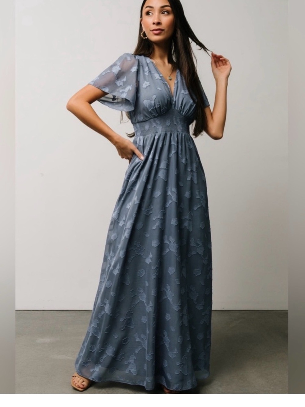 Baltic Born Dusty Blue Floral Maxi Dress